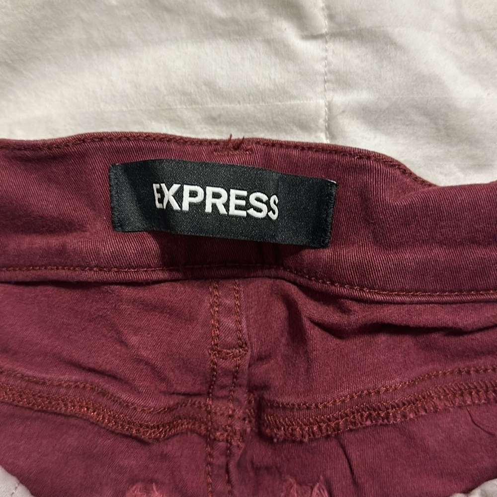Express - Maroon Mid Rise Stretch Jeggings - 2R - Picture 5 of 6
